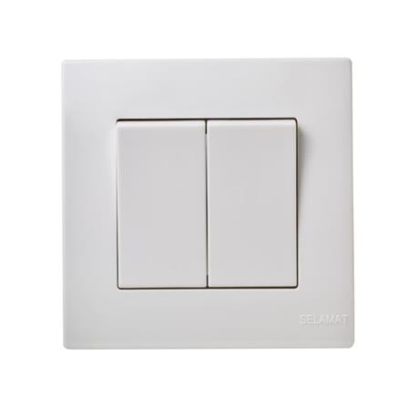 SELAMAT 10A 250V 2 GANG 1 WAY SWITCH MQ8102-1W WHITE