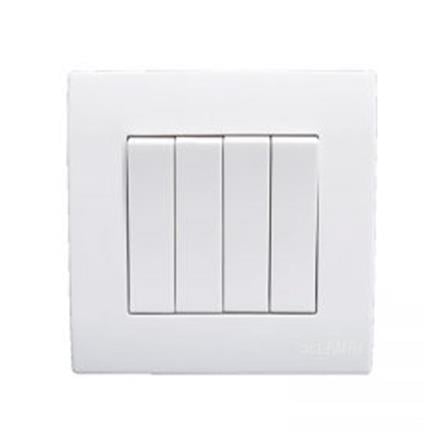 SELAMAT 10A 250V 4 GANG 1 WAY SWITCH MQ8104-1W WHITE