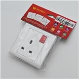 SELAMAT 13A 250V 1 GANG SWITCH SOCKET WITH RED ROCKER MQ8131_RR WHITE