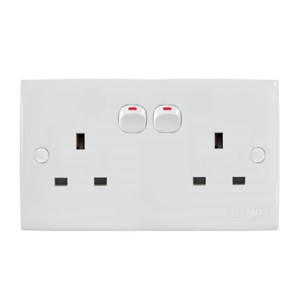 13A DOUBLE SOCKET WHITE 2K132 SELAMAT