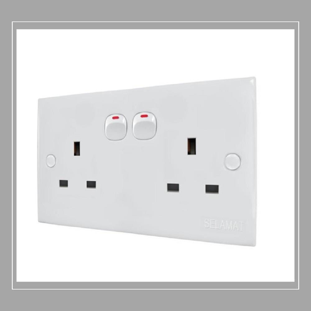 13A DOUBLE SOCKET WHITE 2K132 SELAMAT