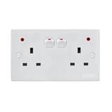 13A DOUBLE SOCKET WITH NEON INDICATOR WHITE 2K132-NEON SELAMAT
