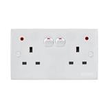 SELAMAT 13A 250V 2 GANG SWITCH SOCKET WITH NEON 2K132-NEON WHITE
