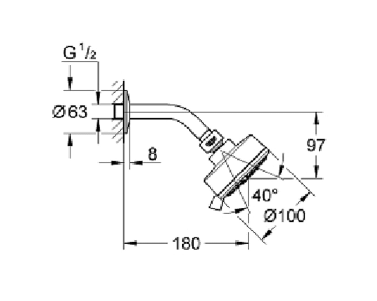 GROHE SHOWER HEAD 3 FUNCTION 10CM 26090001 CHROME