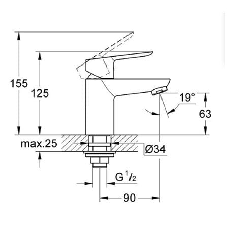 GROHE BASIN FAUCET BAUEDGE 32861000