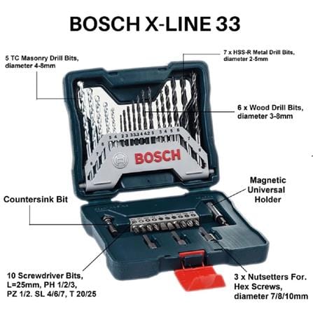 BOSCH MIXED SET 33EA/SET SCREWDRIVER & DRILL BITS MINI SET 2607017398