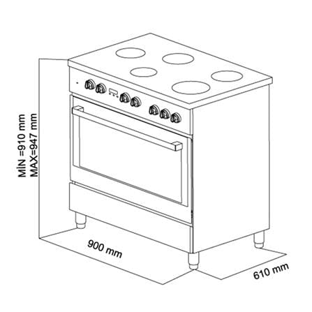FABER FISSO FREESTANDING COOKER 9995E STAINLESS STEEL 5BURNER 8FUNCTIONS 100LITER