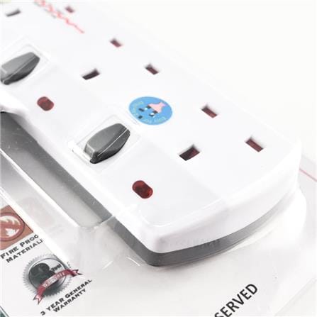 4 WAY T-ADAPTOR WITH NEON + SURGE ZS8634N ZEATAR