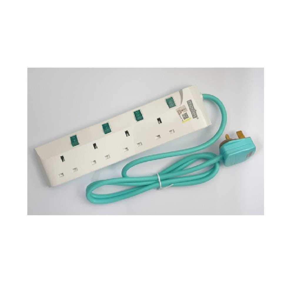 MORRIES EXTENSION SOCKET 4GANG 1.5M WITH NEON GREEN MS3244-1.5