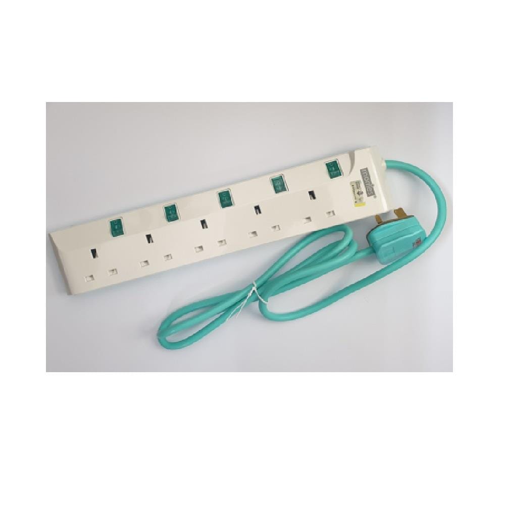 MORRIES EXTENSION SOCKET 5GANG 1.5M WITH NEON GREEN MS3255-1.5