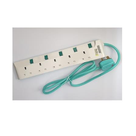 MORRIES EXTENSION SOCKET 5GANG 1.5M WITH NEON GREEN MS3255-1.5