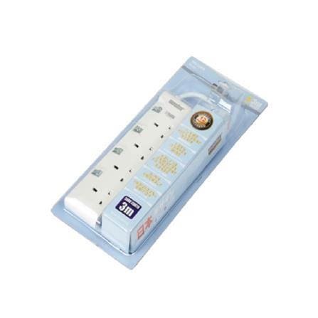MORRIES EXTENSION SOCKET 4GANG 3.0M WITH NEON BLUE MS3244-3