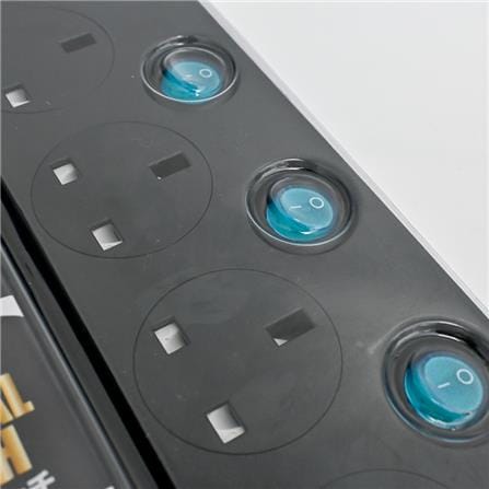 MORRIES EXTENSION SOCKET 4GANG 1.5M WITH NEON & 2-USB BLACK MS3344USB