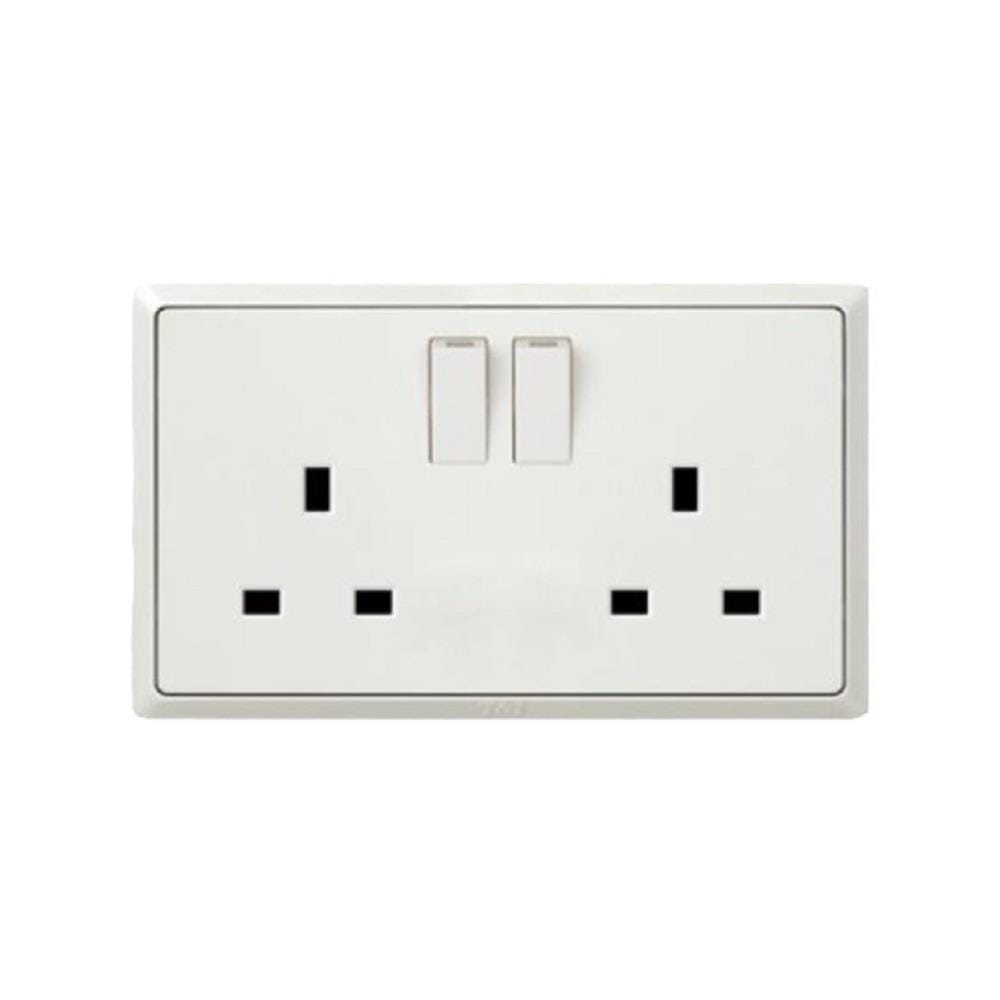 13A DOUBLE SOCKET 3PIN WHITE HC8613SD-WH T&J