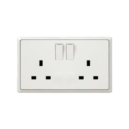 13A DOUBLE SOCKET 3PIN WHITE HC8613SD-WH T&J