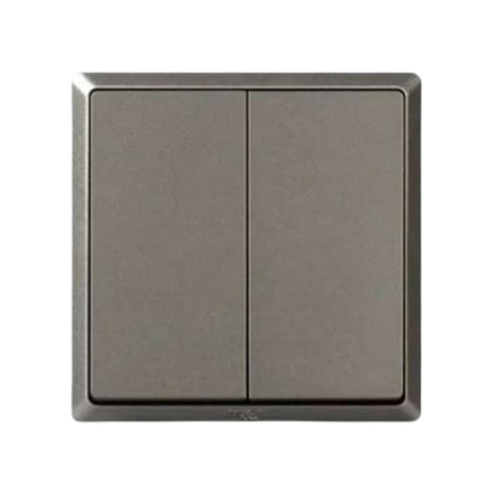 16A 2 GANG 1 WAY SWITCH CHAMPAGNE GREY HC2712-ST5 INFINIT T&J