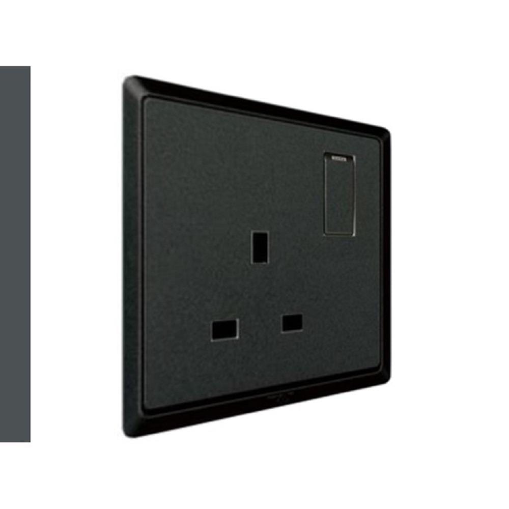 13A SINGLE SOCKET 3PIN CHARCOAL BLACK HC8613S-SBL T&J