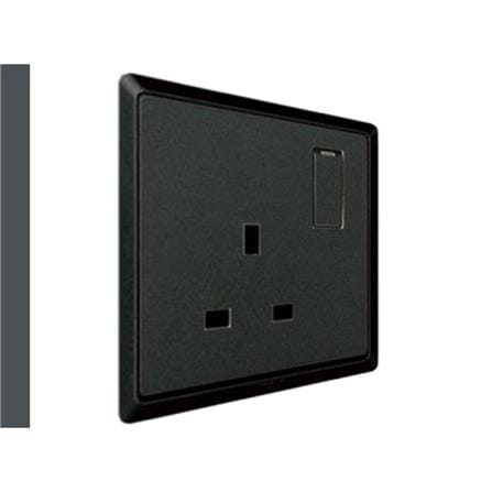13A SINGLE SOCKET 3PIN CHARCOAL BLACK HC8613S-SBL T&J