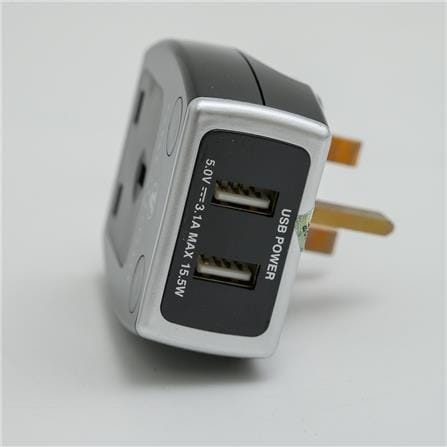 MASTERPLUG 3P1W+2USB ADPT W/NEON+SRG SRGAUSBPB3