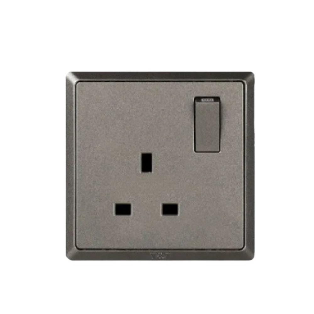 13A SINGLE SOCKET 3PIN CHAMPAGNE GREY HC8613S-ST5 T&J