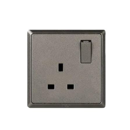 13A SINGLE SOCKET 3PIN CHAMPAGNE GREY HC8613S-ST5 T&J