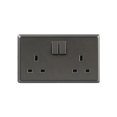 13A DOUBLE SOCKET 3PIN CHAMPAGNE GREY HC8613S-ST5 T&J