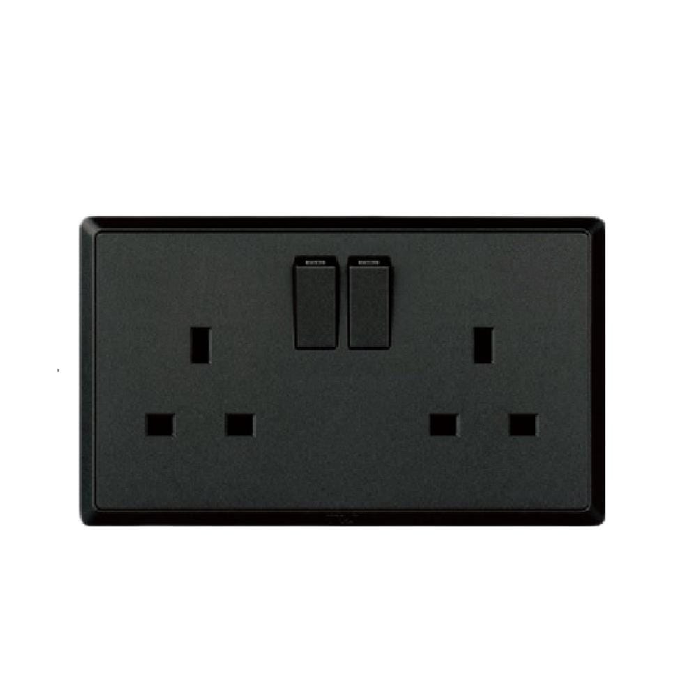 13A DOUBLE SOCKET 3PIN CHARCOAL BLACK HC8613SD-SBL T&J
