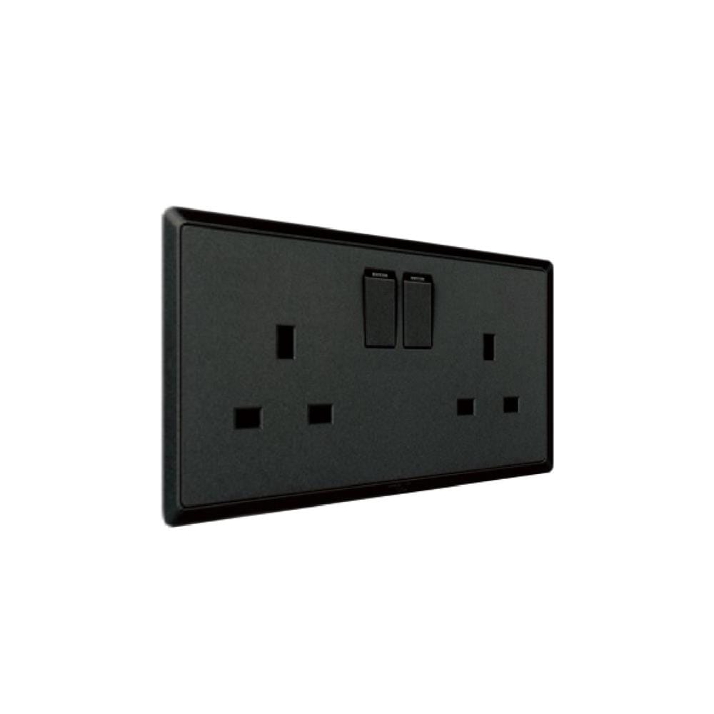 13A DOUBLE SOCKET 3PIN CHARCOAL BLACK HC8613SD-SBL T&J