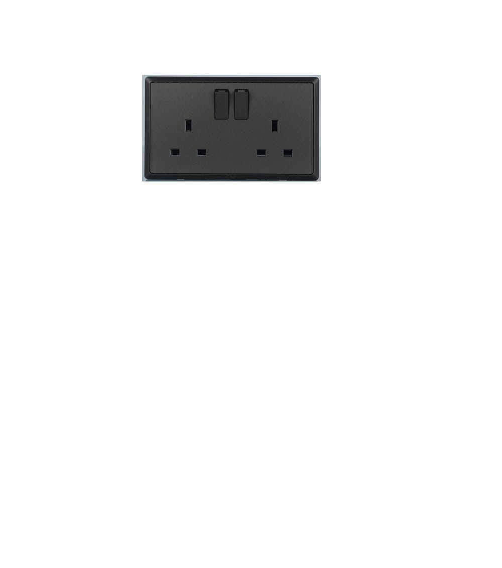 13A DOUBLE SOCKET 3PIN CHARCOAL BLACK HC8613SD-SBL T&J