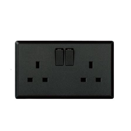 13A DOUBLE SOCKET 3PIN CHARCOAL BLACK HC8613SD-SBL T&J