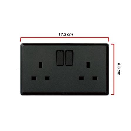 13A DOUBLE SOCKET 3PIN CHARCOAL BLACK HC8613SD-SBL T&J