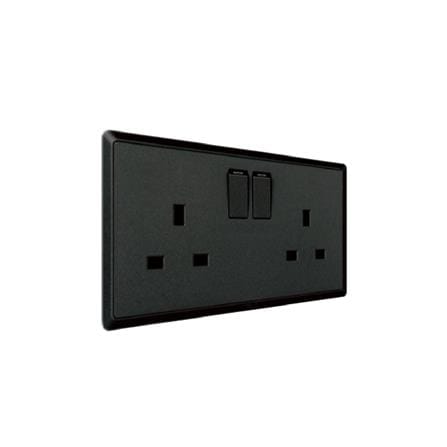 13A DOUBLE SOCKET 3PIN CHARCOAL BLACK HC8613SD-SBL T&J