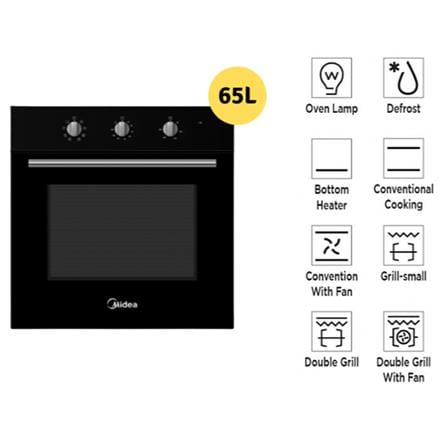 MIDEA BUILT-IN OVEN MBO-M1865 3000WATT 65LITER 8PROGRAM ANALOGUE