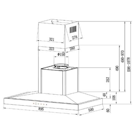 RINNAI CHIMNEY HOOD RH-C1119-GCW 90CM 1200M3/H