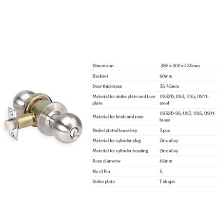 YALE ENTRANCE KNOB VCA4147-US32D STAINLESS STEEL