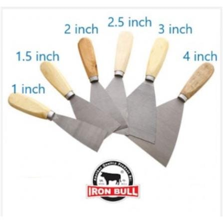 IRON BULL 1.5" PAINT SCRAPERS + HANDLE (WOOD TROWEL)