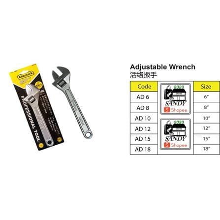 8"  ADAMARK ADJUSTABLE WRENCH