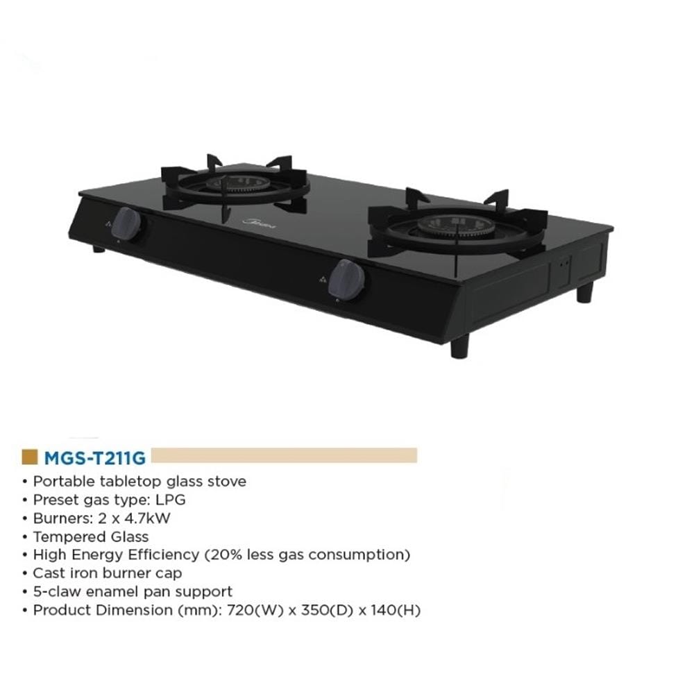 MIDEA GAS STOVE MGS-T211G 2BURNER 4.7KW