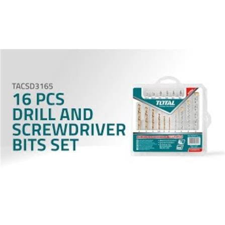 TOTAL TOOLS 16EA DRILL BITS SET TACSD3165 (FOR METAL,CONCRETE AND WOOD)