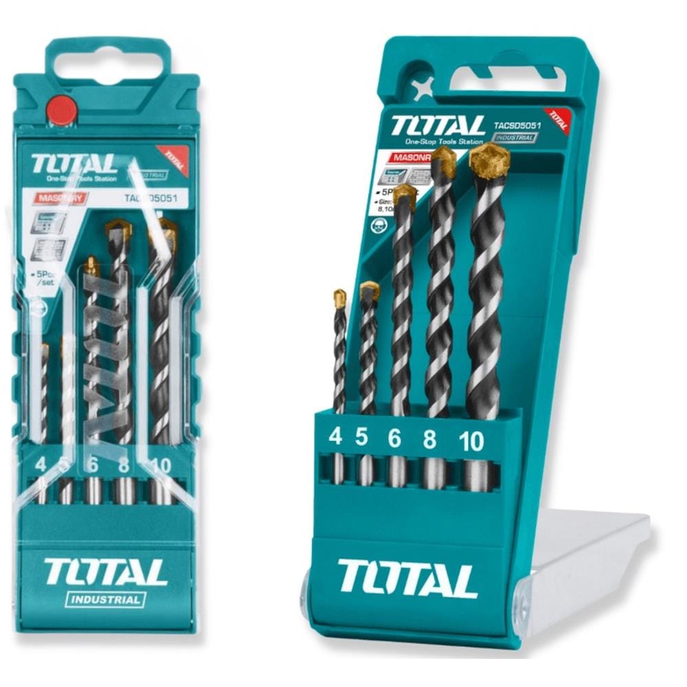 TOTAL 5EA MASONARY CONCRETE DRILL BITS SET TACSD5051