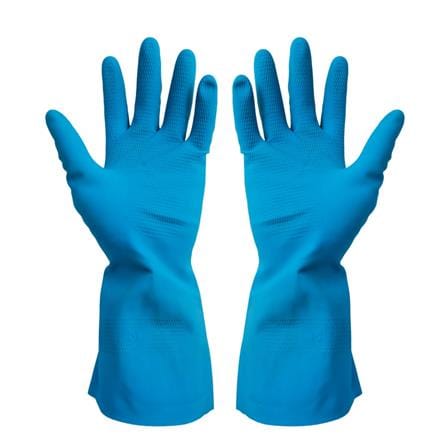 RUBBER GLOVES BY TORA SIZE M 12IN LIGHT BLUE