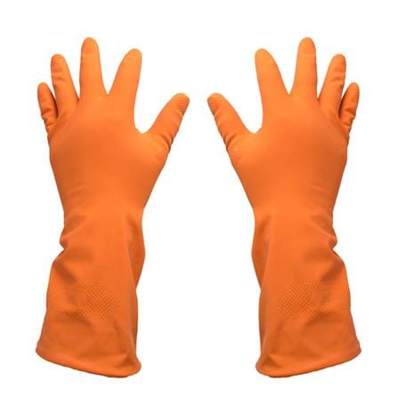 RUBBER GLOVES BY TORA SIZE M 13IN ORANGE