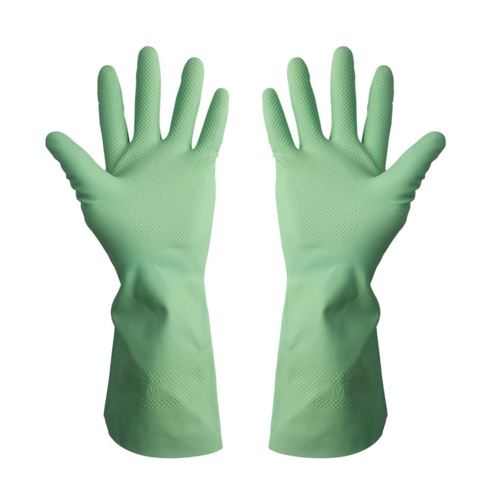 RUBBER GLOVES BY TORA SIZE M 12IN GREEN