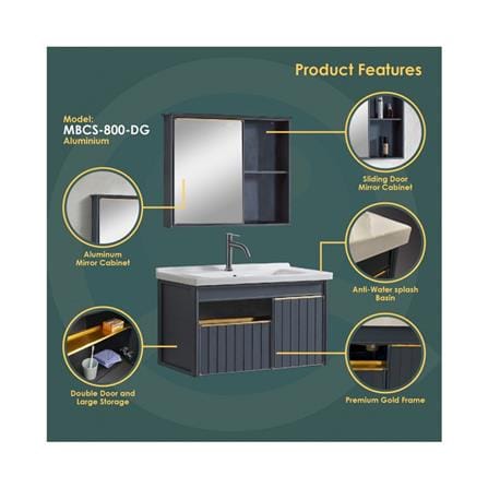 MD COUNTER WASHBASIN SET MBCSCS-800-DARK GREY