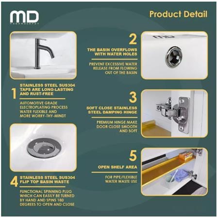 MODERN DEPOT COUNTER WASHBASIN SET MBCS-600-WGD WHITE