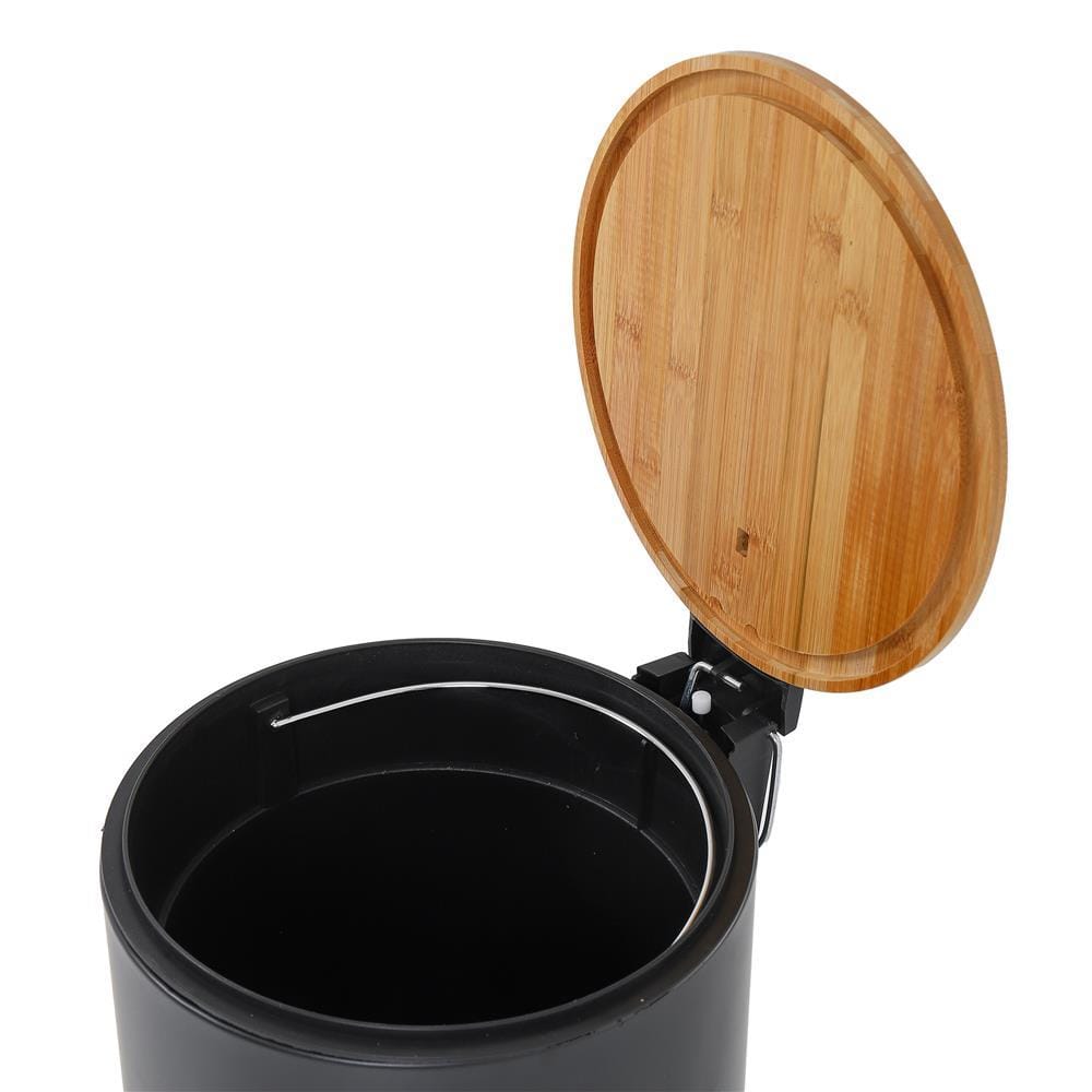 ROUND DUSTBIN SYLVAN 12L BLACK & BAMBOO