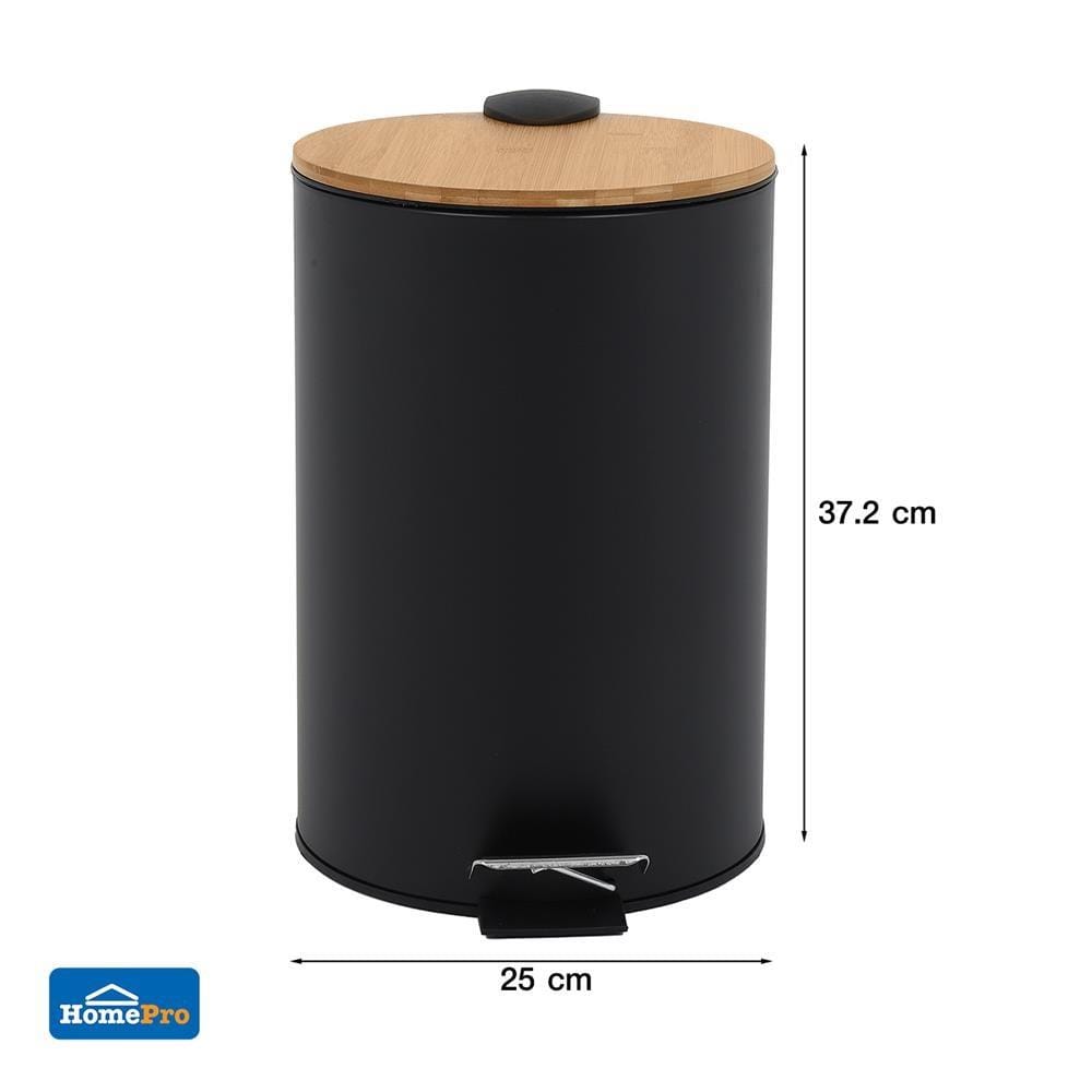 ROUND DUSTBIN SYLVAN 12L BLACK & BAMBOO