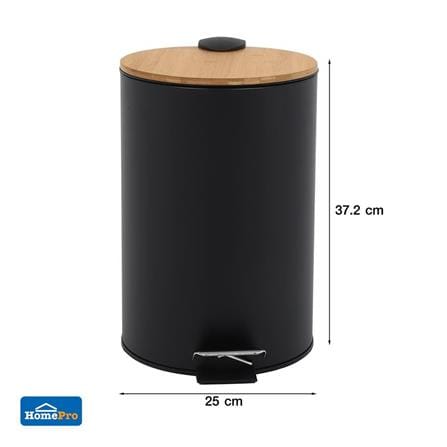 ROUND DUSTBIN SYLVAN 12L BLACK & BAMBOO
