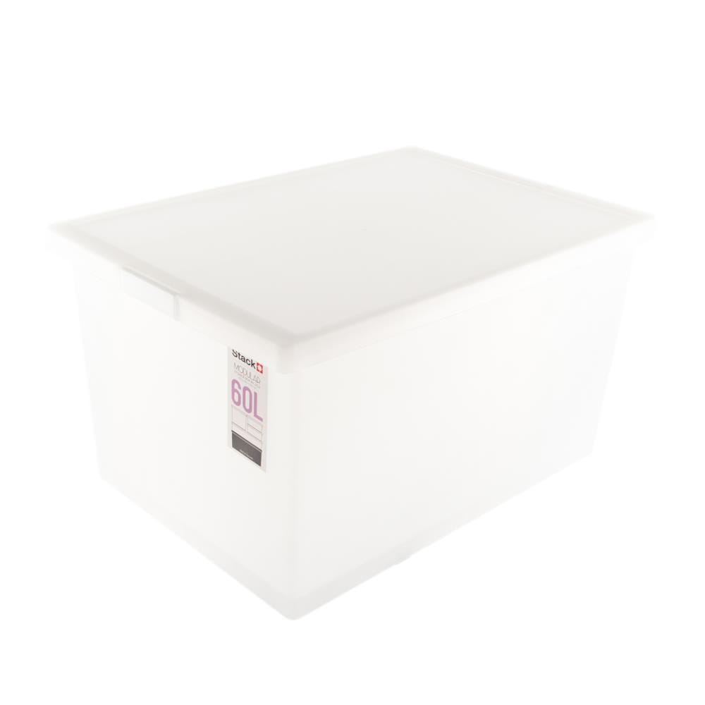 STACKABLE STORAGE BOX WITH LID STACKO 5225 60L 40.9X59X32.8CM WHITE
