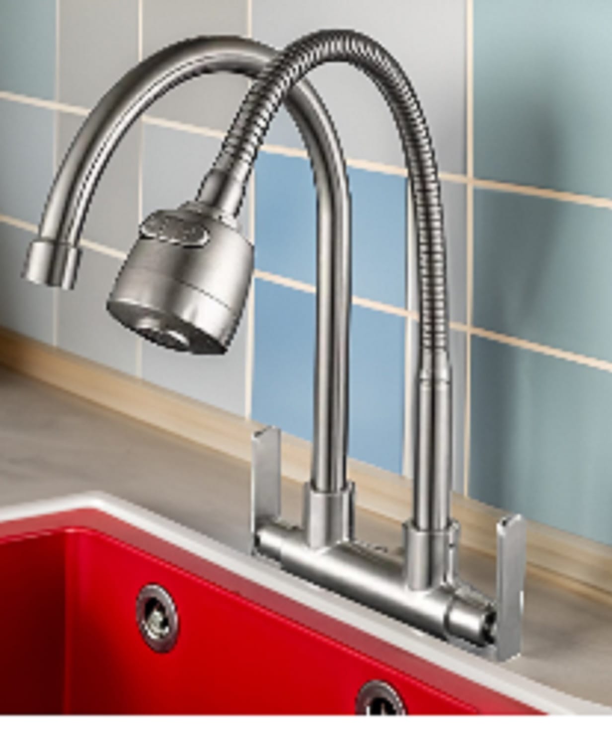 CABANA DOUBLE SINK FAUCET CB2542SS WDCCM SILVER